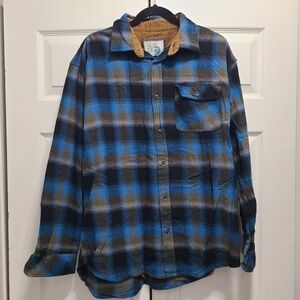 Gioberti Flannel Shirt Mens XL Blue and‎ Black Plaid Casual